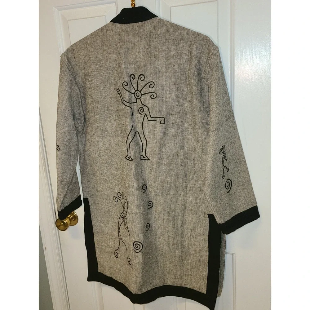 Venus Imports Piper w Flute Jacket Size X-Small Gray‎ 100% Cotton Artsy Buttons